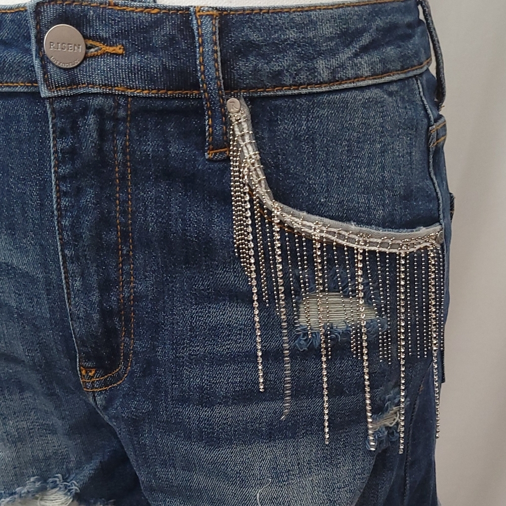 HIGH RISE RHINESTONE SHORTS Risen - Picture 9 of 9